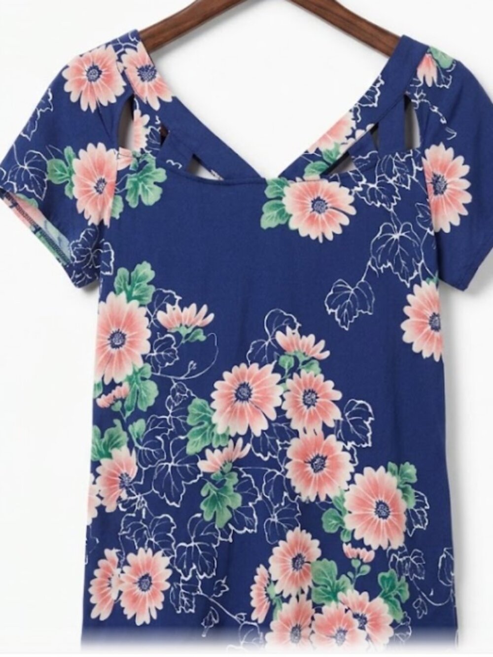 Anthropologie Maeve Navy Floral Short Sleeve Top 4